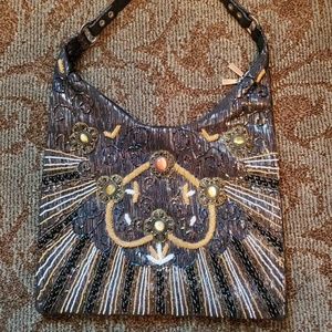 Metallic Beaded & Embroidered Purse - Shoulder Bag